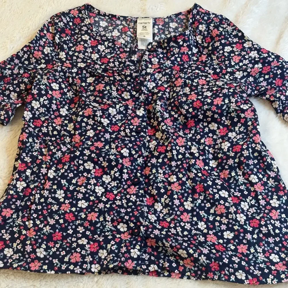 Girl's Carters Floral Blouse sz 5T
